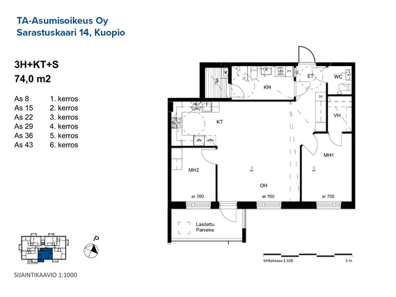 Asumisoikeusasunto Kuopio Savilahti 3 huonetta