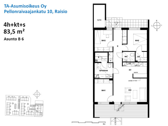 Asumisoikeusasunto Raisio Nuorikkala 4 huonetta