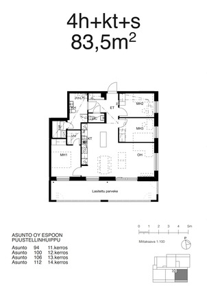 Vuokra-asunto Espoo Leppävaara 4 huonetta -