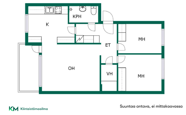 Vuokra-asunto Oulu Koskela 3 huonetta