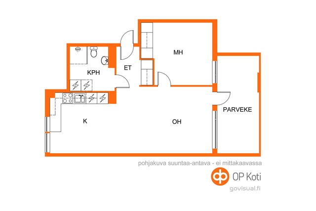 Vuokra-asunto Helsinki Herttoniemenranta Kaksio tilaava parveke sisäpihalle