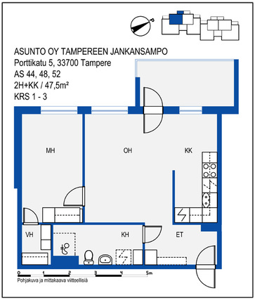 Vuokra-asunto Tampere Janka Kaksio Pohjakuva