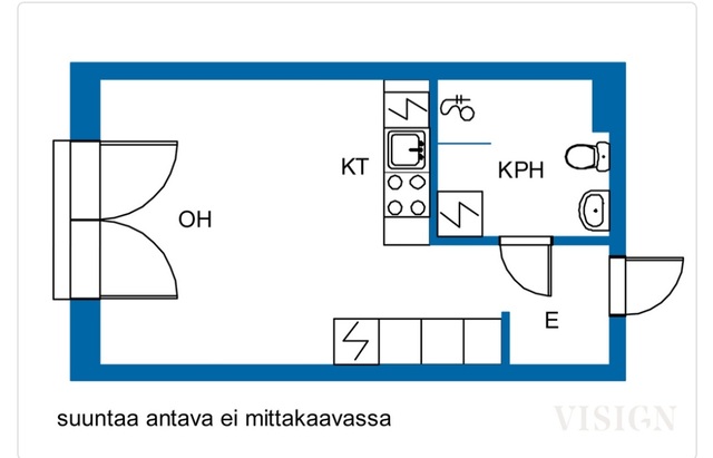 Vuokra-asunto Turku Keskusta Yksiö Avokeittiö / Open kitchen