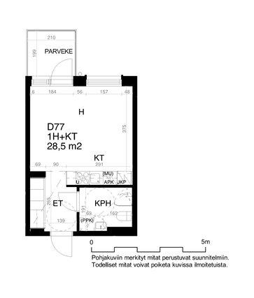 Vuokra-asunto Tuusula Hyrylä Yksiö D 77  Rykmentin puistotie 15 D 77