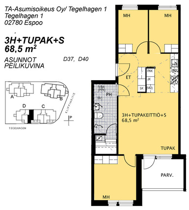 Asumisoikeusasunto Espoo Kauklahti 4 huonetta