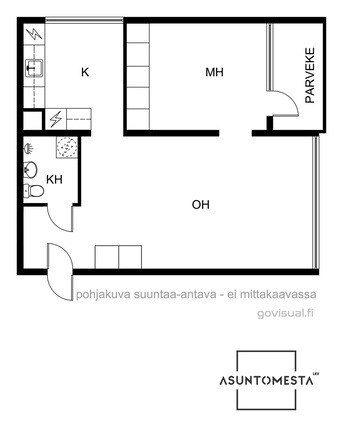 Vuokra-asunto Lappeenranta Pallo-Tyysterniemi Kaksio Julkisivu Happotien puolelta