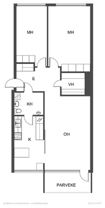 Vuokra-asunto Oulu Kontinkangas 3 huonetta