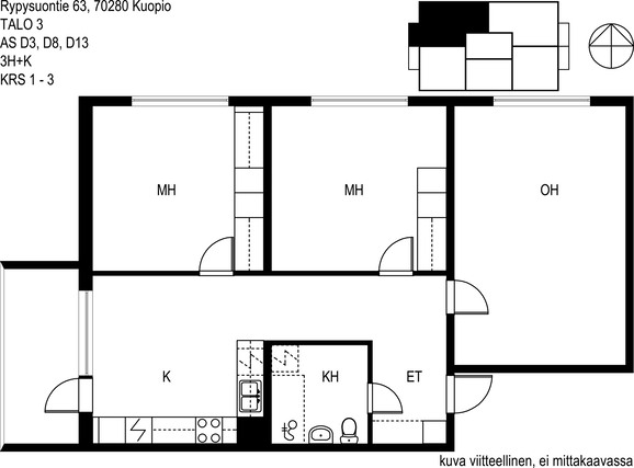 Rental Kuopio Rypysuo 3 rooms Kamppis