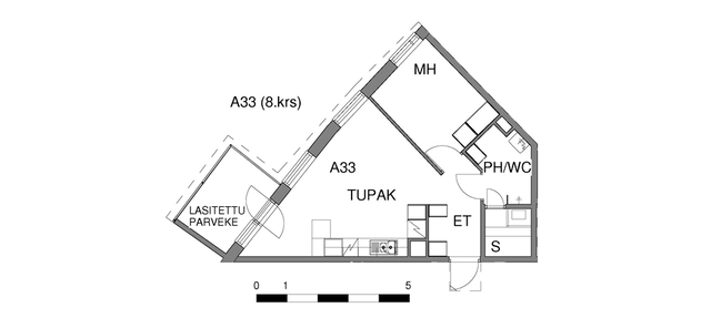 Vuokra-asunto Kouvola Keskusta Yksiö as 33  Keskikatu 2 as 33