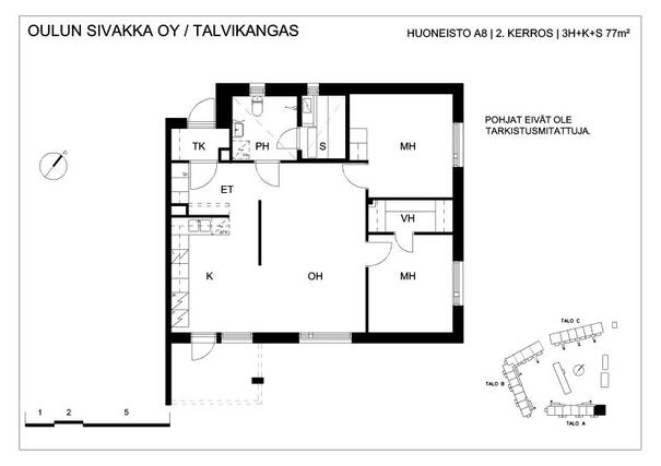 Vuokra-asunto Oulu Talvikangas 3 huonetta