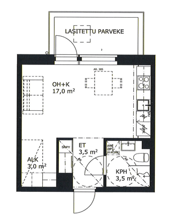 Vuokra-asunto Oulu Keskusta Yksiö