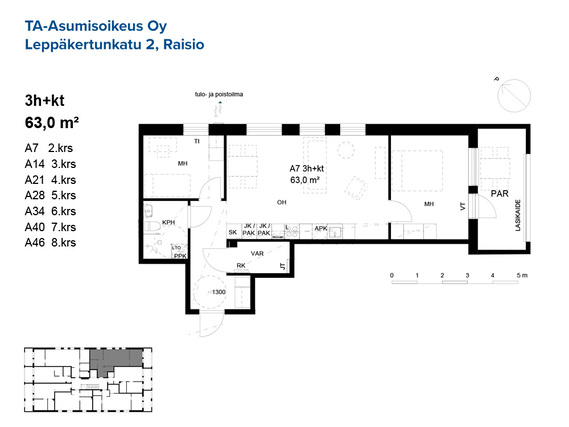 Right of occupancy apartment Raisio Kuloinen 3 rooms