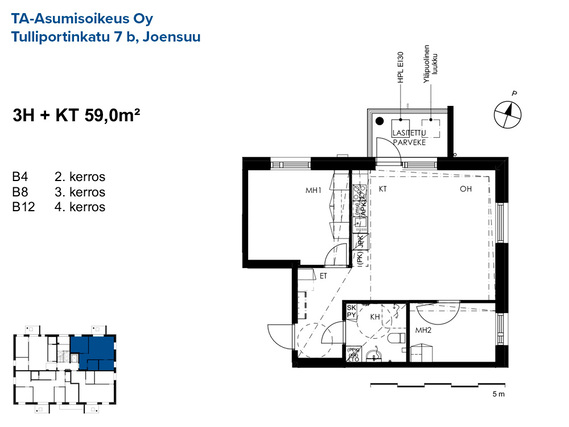 Asumisoikeusasunto Joensuu Otsola 3 huonetta