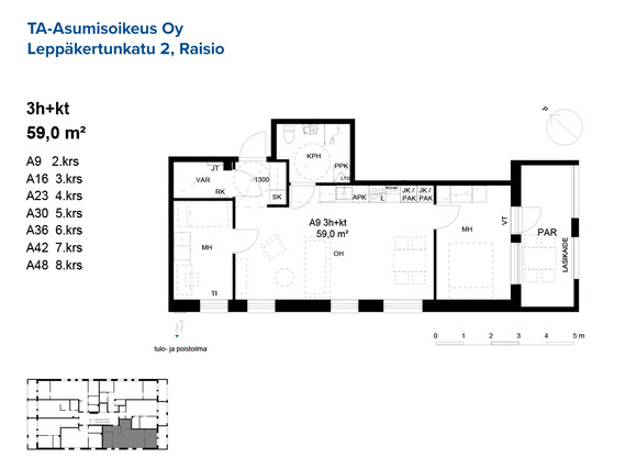 Asumisoikeusasunto Raisio Kuloinen 3 huonetta