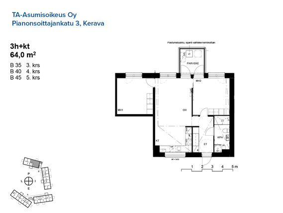 Asumisoikeusasunto Kerava Ylikerava 3 huonetta