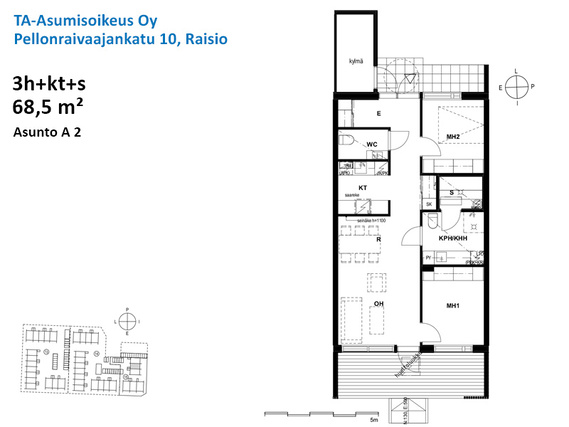 Asumisoikeusasunto Raisio Nuorikkala 3 huonetta