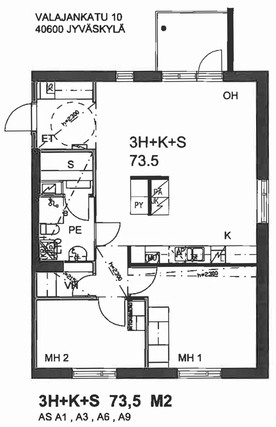 Asumisoikeusasunto Jyväskylä Mäki-Matti 3 huonetta