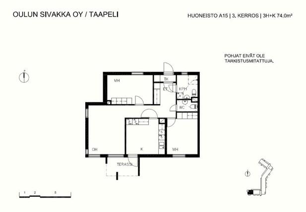 Vuokra-asunto Oulu Myllytulli 3 huonetta