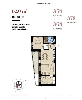 Vuokra-asunto Oulu Keskusta 3 huonetta Yleiskuva