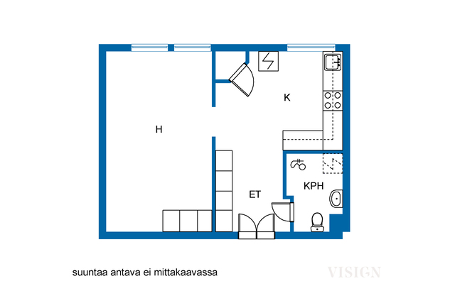 Vuokra-asunto Helsinki Kruununhaka Yksiö Loistavalla sijainnilla oleva erittäin tilava yksiö tunnelmallisella lautatattialla.