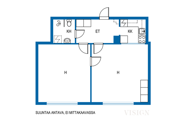 Vuokra-asunto Helsinki Kallio Kaksio Viihtyisä asunto hissitalon 5 kerroksesta.