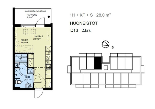 Vuokra-asunto Oulu Metsokangas Yksiö