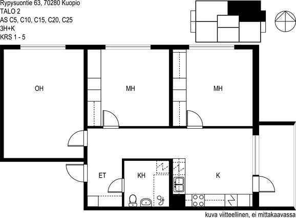 Rental Kuopio Rypysuo 3 rooms Kamppis