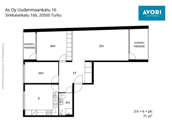 Vuokra-asunto Turku Keskusta 3 huonetta