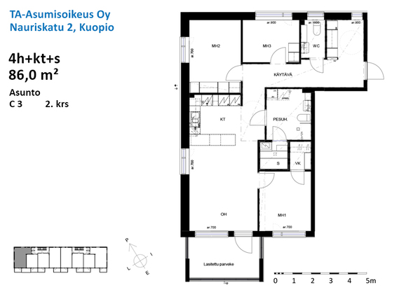 Asumisoikeusasunto Kuopio Pirtti 4 huonetta