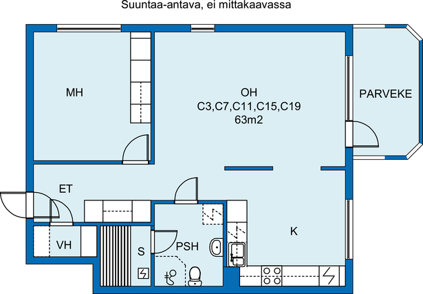 Vuokra-asunto Kokkola Keskusta Kaksio Julkisivu