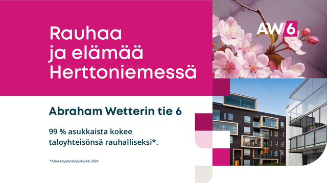 Rental Helsinki Herttoniemi 2 rooms A W 10 B 21  Abraham Wetterin tie 10 B 21