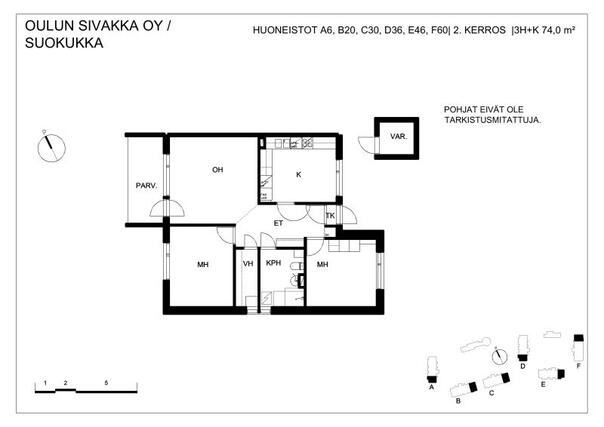 Vuokra-asunto Oulu Huonesuo 3 huonetta