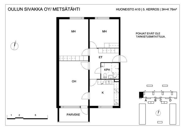 Vuokra-asunto Oulu Rajakylä 3 huonetta