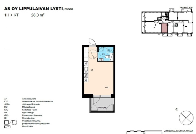 Vuokra-asunto Espoo Espoonlahti Yksiö Julkisivukuva sisäpihalta