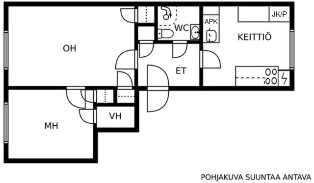 Vuokra-asunto Kajaani Keskusta Kaksio Julkisivu pihalta p&auml