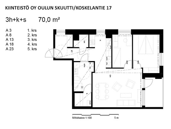 Vuokra-asunto Oulu Toppila 3 huonetta