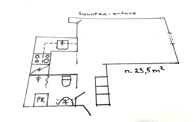 Vuokra-asunto Helsinki Hietalahti Yksiö Yksiön huonekorkeus 290cm, joten halutessasi parviratkaisu sopii ilmavasti.