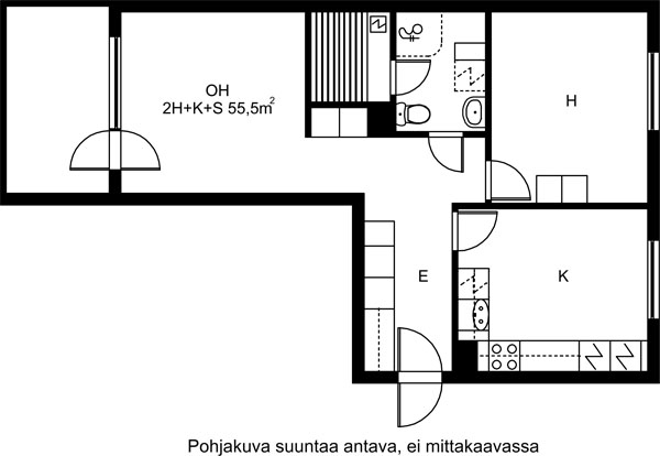 Vuokra-asunto Oulu Kaijonharju Kaksio Pohjakuva