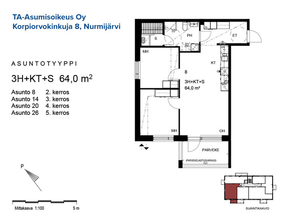 Asumisoikeusasunto Nurmijärvi Klaukkala 3 huonetta