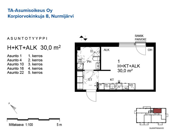 Asumisoikeusasunto Nurmijärvi Klaukkala Yksiö