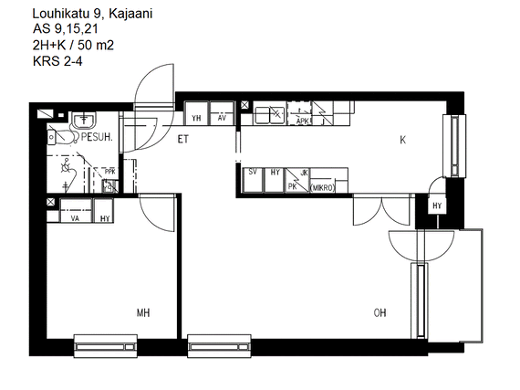 Rental Kajaani Keskusta 2 rooms Julkisivu