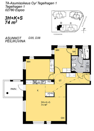 Asumisoikeusasunto Espoo Kauklahti 3 huonetta