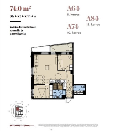 Vuokra-asunto Oulu Keskusta 3 huonetta Yleiskuva