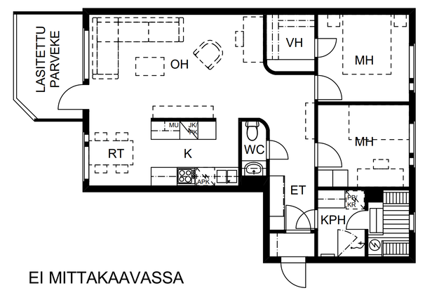 Vuokra-asunto Tampere Hervanta 3 huonetta Keittiö ja ruokailunurkkaus