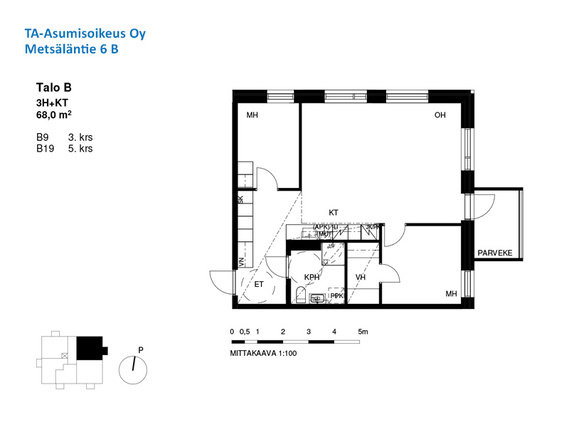 Asumisoikeusasunto Helsinki Pasila 3 huonetta