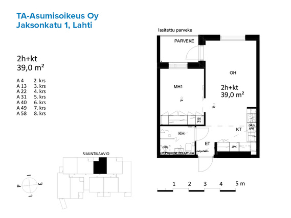 Asumisoikeusasunto Lahti Keski-Lahti Kaksio