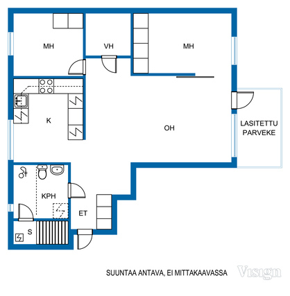 Vuokra-asunto Espoo Saunalahti 3 huonetta Kolmannen kerroksen tilava ja saunallinen koti merellisellä alueella.