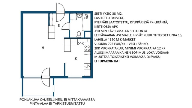 Vuokra-asunto Espoo Leppävaara Yksiö