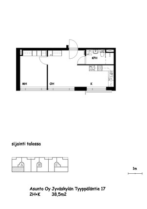 Vuokra-asunto Jyväskylä Lohikoski Kaksio Julkisivu