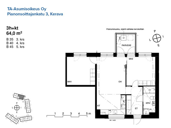 Asumisoikeusasunto Kerava Ylikerava 3 huonetta